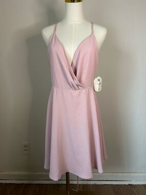 Altar'd State Dusty Blush Wrap Spaghetti Strap Mini Dress